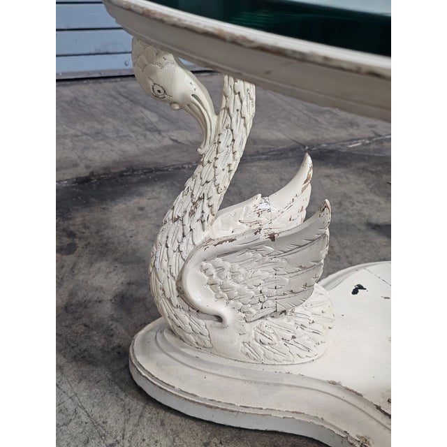 Mid 20th Century Carved White Swan Glass Top Coffee Table For Sale - Image 10 of 10