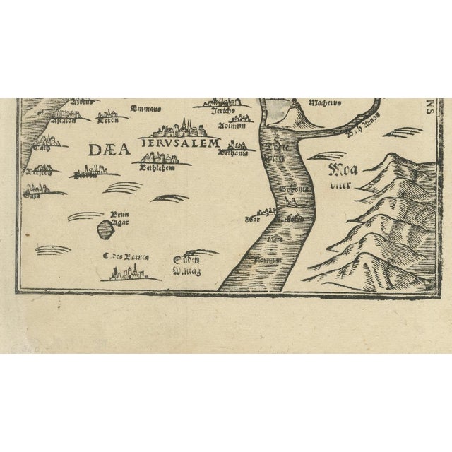 Paper Holy Land Woodcut Map by Heinrich Bünting, 1581 For Sale - Image 7 of 9