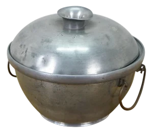 Antique 3 Piece Chinese Pewter Hot Pot Food Warmer Rice Server