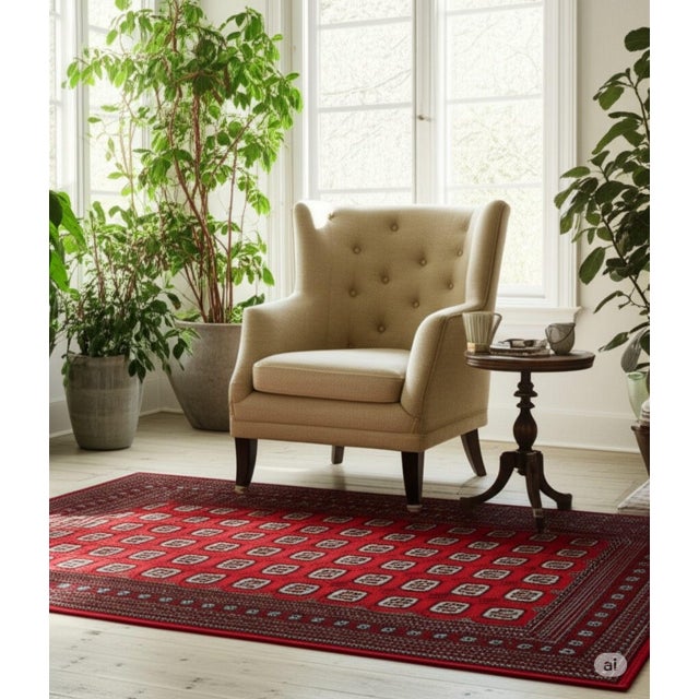 4x6 Rustic Nina Coral Traditional Geometric Nan Carpet Rug For Sale - Image 4 of 8