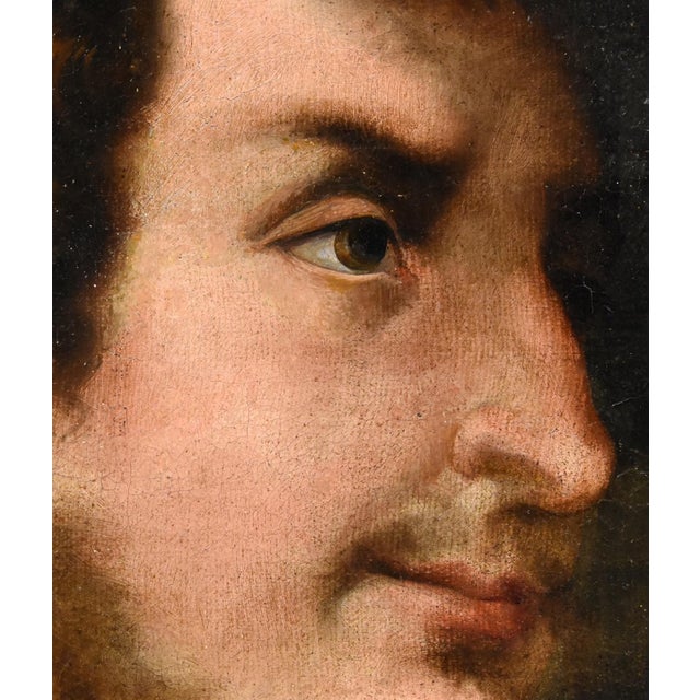 Follower of Tiziano Vecellio, Portraits of Julius Caesar & Octavian, 1700, Oil on Canvases, Framed, Set of 2 For Sale - Image 17 of 18