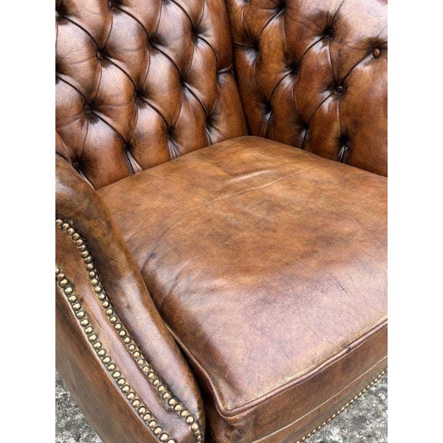Late 19th Century Brown Leather Club Armchair, 1880s For Sale - Image 5 of 11