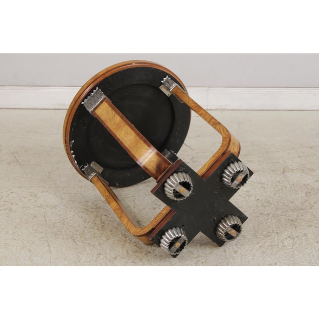 Maitland Smith Round Art Deco Burl Wood End Table For Sale - Image 17 of 18