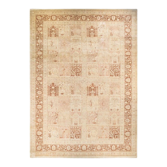 Mogul Collection Hand-Knotted Area Rug - Ivory 12' 5" x 17' 10" For Sale