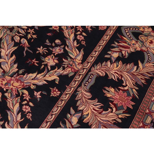 1990s Art Nouveau Basan Pak-Persian Black/Black Wool Rug - 9'2'' X 12'3'' For Sale - Image 5 of 9