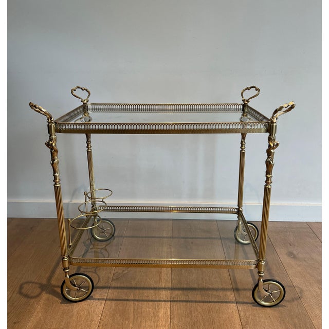 1940s Neoclassical style brass drinks trolley with cherubs For Sale - Image 12 of 12
