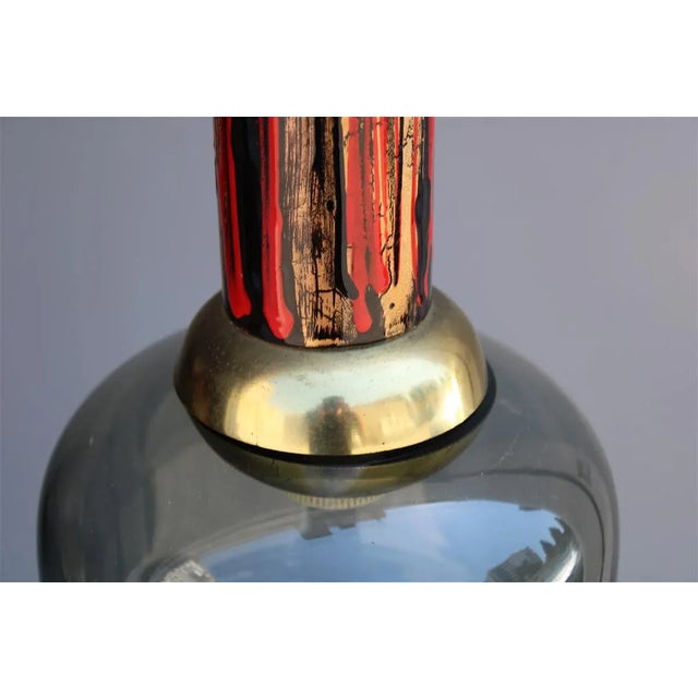 Italian Smalti and Murano Glass Ceiling Lamp with Golden Brass Details from Laurana, 1950s For Sale - Image 8 of 13