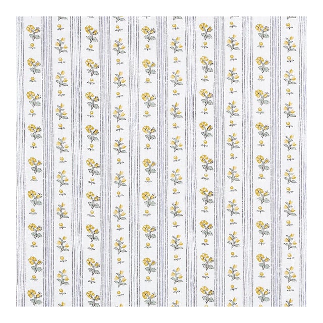 Schumacher Cabanon Stripe Fabric in Jaune For Sale
