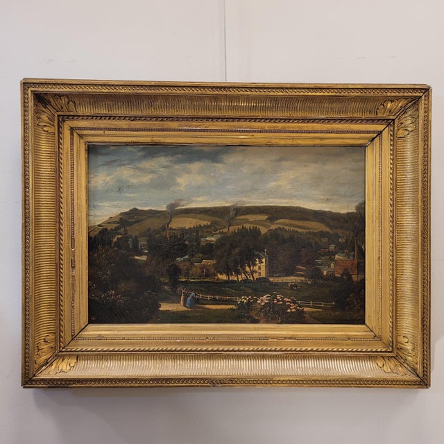 “Landscape of Asnières-sur-Seine” Narcisse Berchère, 19th Century – France An exceptional oil on canvas by Narcisse...