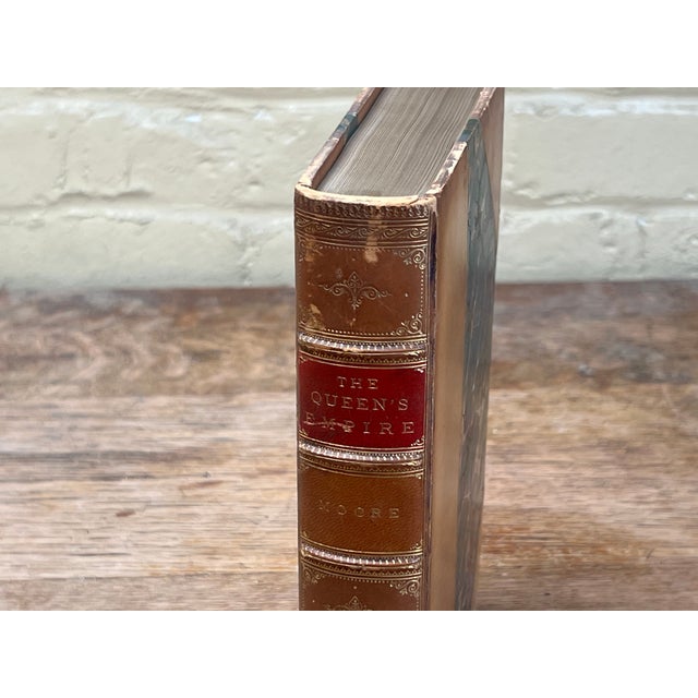 Rare Antique Victorian Leather Spine Book the Queen’s Empire Author Inscribed Illustrated India Travel History British Empire For Sale - Image 4 of 15
