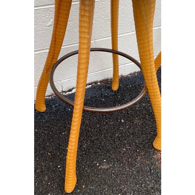 Brown Vintage Handmade Bar Stools. Set of 3 Bar Stools . For Sale - Image 8 of 9