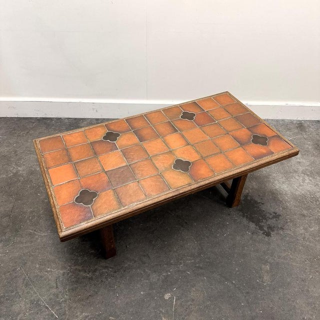 Vintage French Terracotta Tomettes Tile Coffee Table, 1960s For Sale - Image 9 of 14