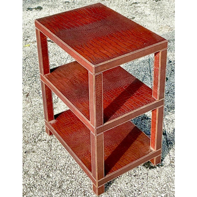 Vintage French Boho d.c. And Company Stamped Croc Side Table | Chairish