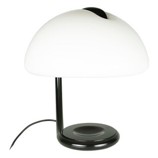 Black Metal and White Acrylic Glass Serpente Table Lamp by Elio Martinelli for Martinelli Luce, 1960s For Sale