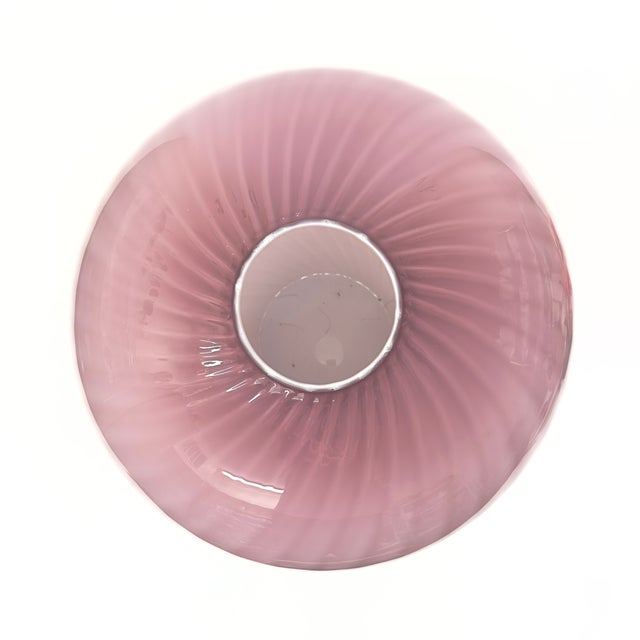 Mid 20th Century Oversized Striped Swirl Mauve-on-Mauve Glass Vase For Sale - Image 5 of 12