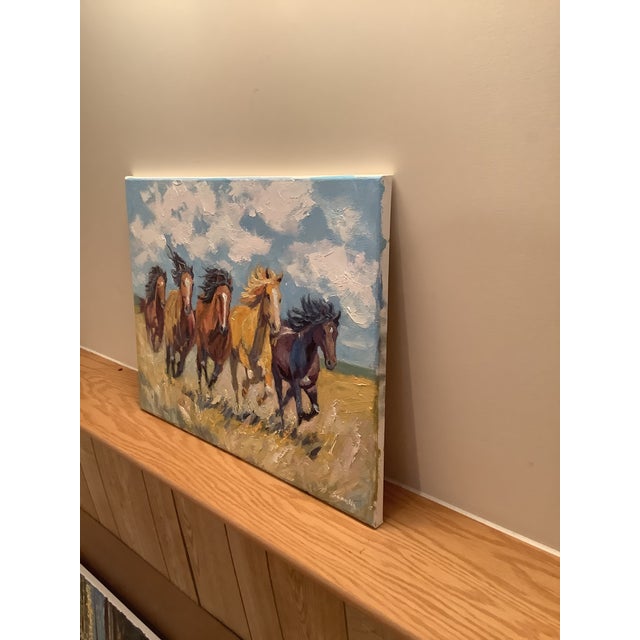 Sean Wu Original Oil Painting of Wild Horses For Sale In Washington DC - Image 6 of 9
