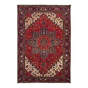1960s Red Semi Antique Persian Heriz Rug