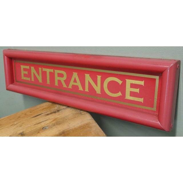 Hand Painted Red and Gold Leaf Entrance Sign. This bright hand-painted sign is painted in gold leaf to be wall hung at the...
