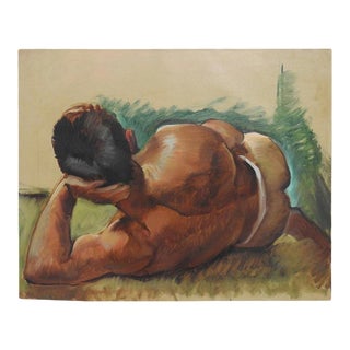 Robert Whitmore "Male at Rest" Oil Painting, Early 20th Century For Sale