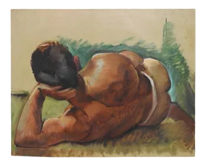 Robert Whitmore "Male at Rest" Oil Painting, Early 20th Century