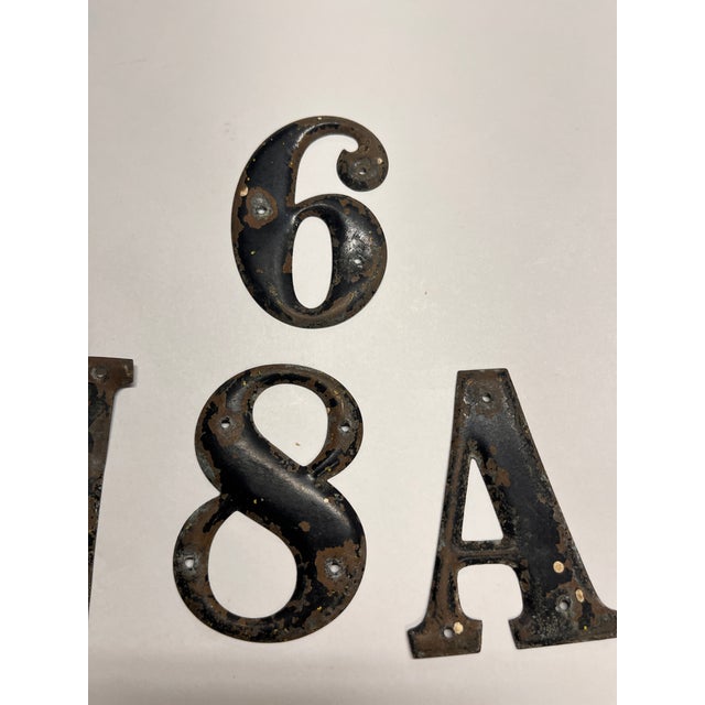 Shabby Chic Vintage French Metal Letters and Numbers Set/7 For Sale - Image 3 of 5