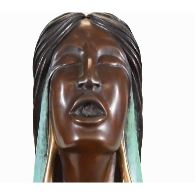 Native American Mother and Child Figurine in Bronze by Ernest Bo Mirabel, 1990s For Sale - Image 6 of 13