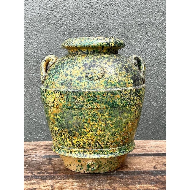 Vintage Speckled Pottery Vessel For Sale In West Palm - Image 6 of 12