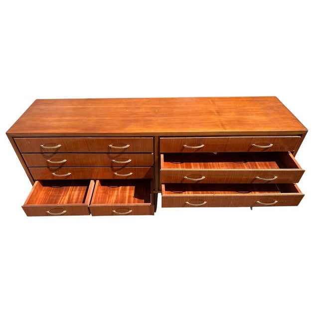 Wood Vintage Italian Wooden Chest of Drawers with Brass Handles, 1950s For Sale - Image 7 of 9