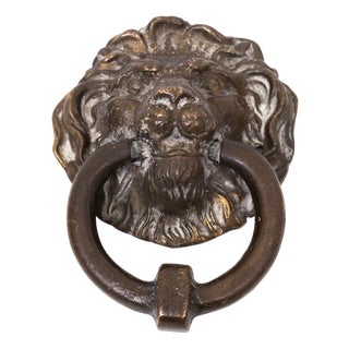 Bronze Lions Head Door Knocker, 1880 For Sale