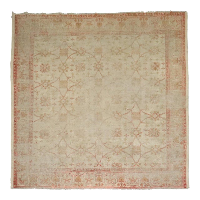 Antique Square Turkish Oushak Rug - 12'4" x 13'10" For Sale