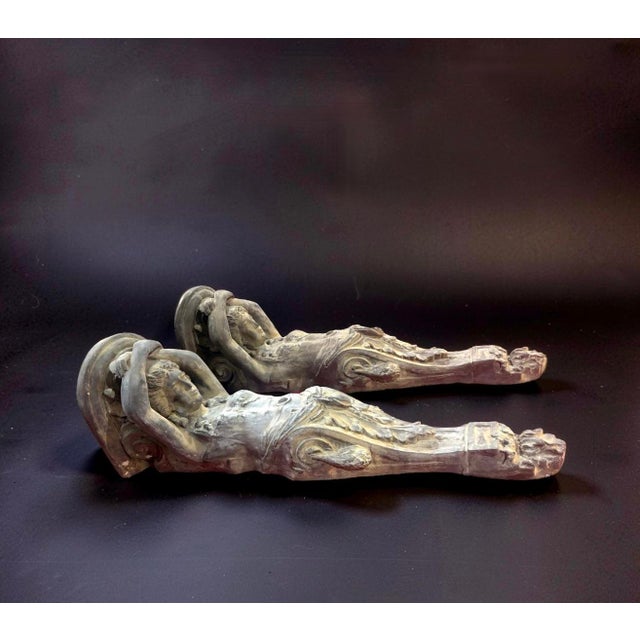 Large Vintage French Architectural Caryatid Corbels, 1970s, Set of 2 For Sale - Image 3 of 10