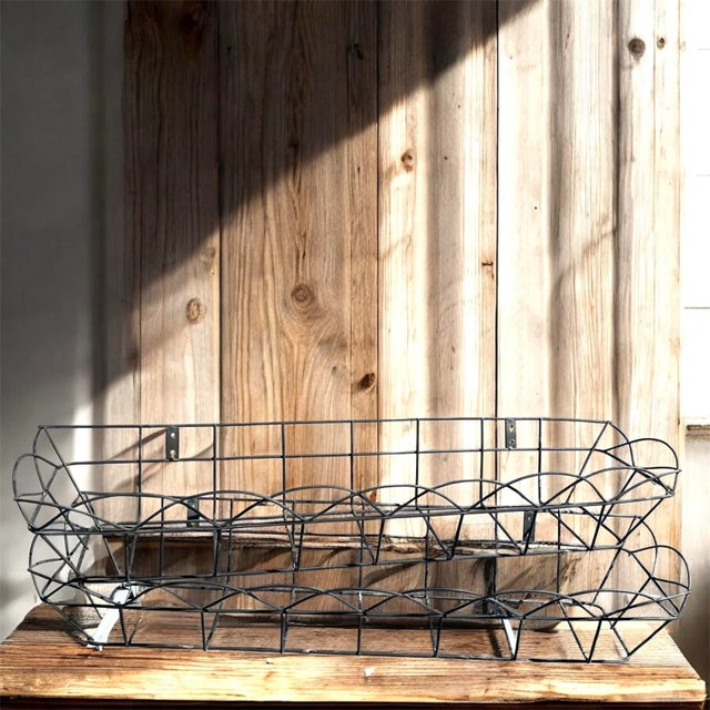 Mid-20th Century Black Metal Wire Wall Baskets Pair Industrial Farmhouse For Sale In Louisville - Image 6 of 11
