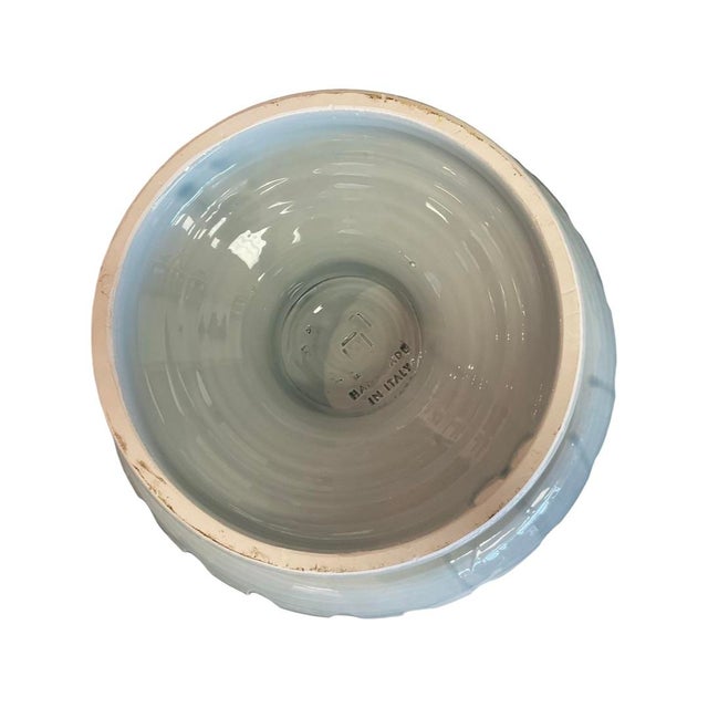 Large Ribbed Footed Decorative Bowl With Beaded Edge For Sale - Image 4 of 5