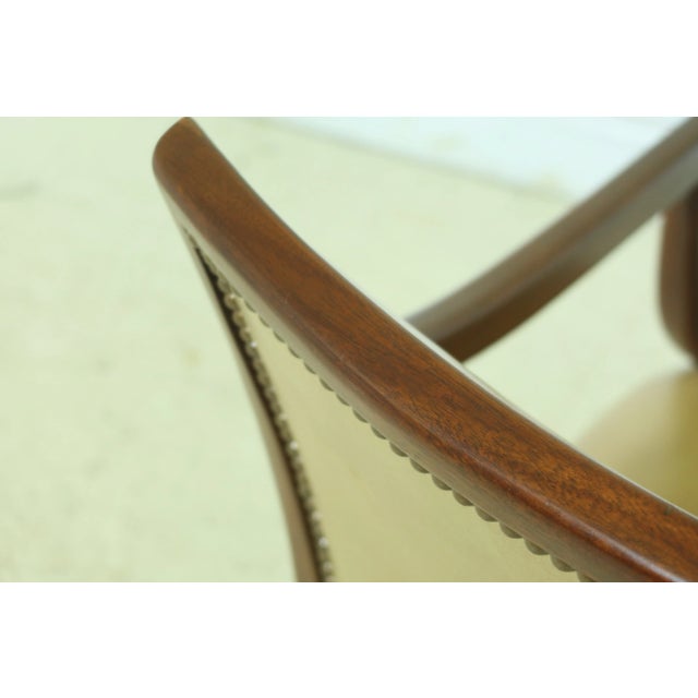 Federal Style Solid Mahogany Leather Open Armchair For Sale In Philadelphia - Image 6 of 10