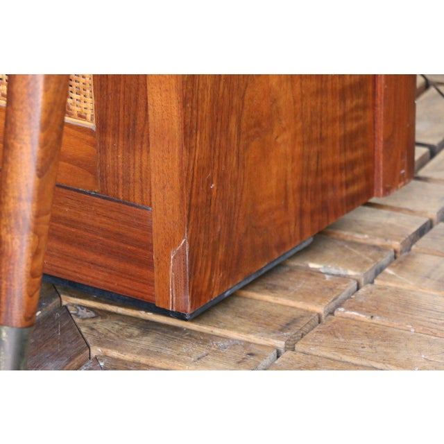 Mid-Century Modern Baldwin Acrosonic Walnut Upright Piano With Cane Panels, Circa 1960s For Sale - Image 4 of 18