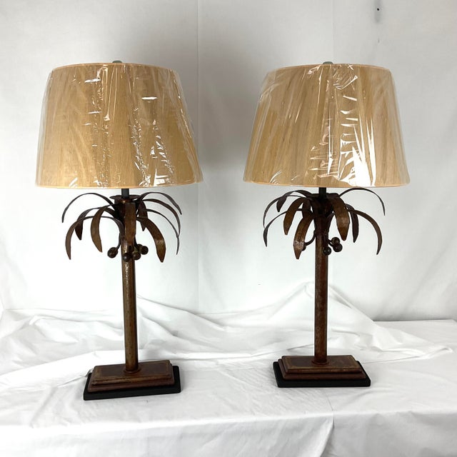 Rustic Rust Iron Palm Lamps Large - a Pair For Sale - Image 13 of 13