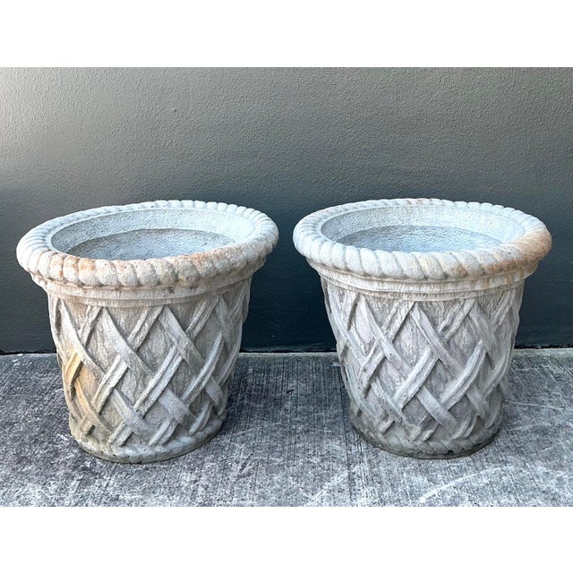Vintage Cast Concrete Trellis Planters - A Pair For Sale - Image 12 of 12