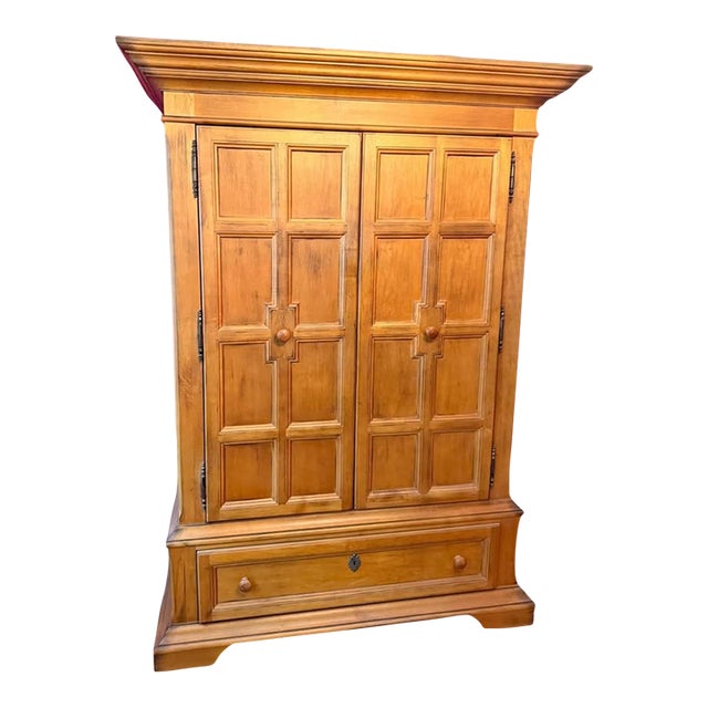 Drexel Heritage 'American Themes' Vintage Distressed Maple Armoire - Made in North Carolina in 1992 For Sale