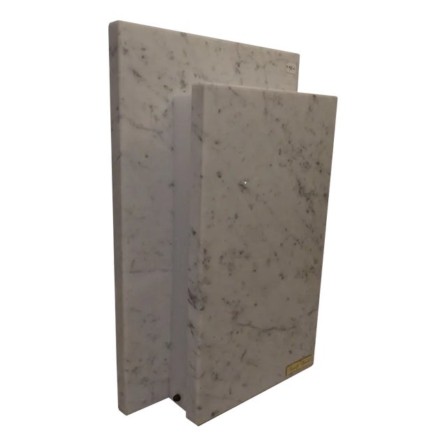 Belgian Square Carrara Marble Table Lamp by Camille Breesch, 1970s For Sale