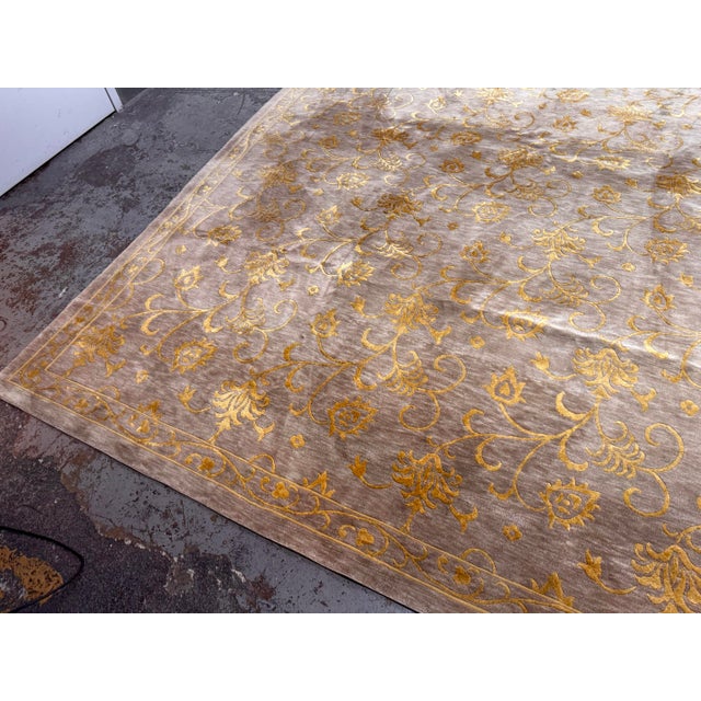 9ft X 12ft Floral Vine Pattern Wool + Silk Area Rug For Sale - Image 12 of 12