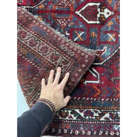 Persian Mid 20th Century Plush Pile Southwest Persian Shiraz Rug 3.10 x 10.7 For Sale - Image 3 of 5