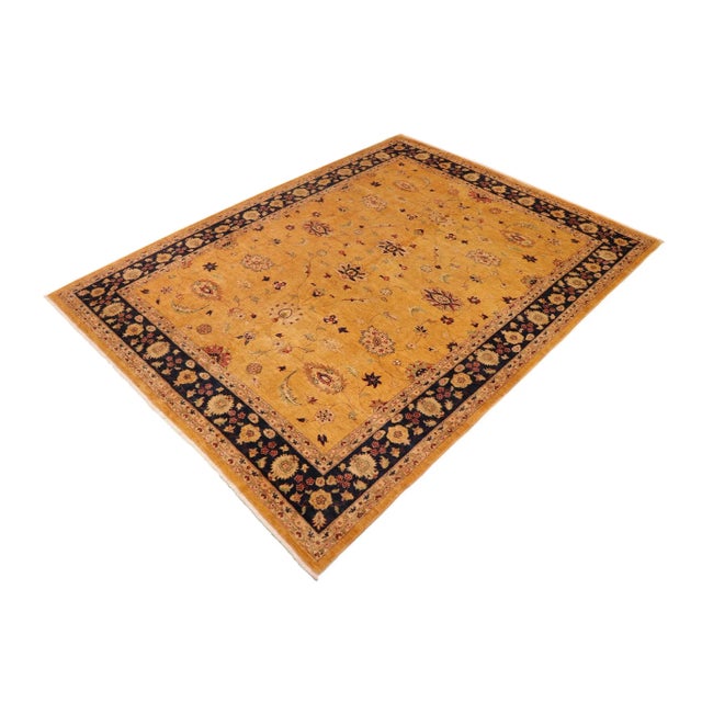 1990s Bohemien Ziegler Gold Blue Hand-Knotted Wool Rug - 10'1'' X 13'3'' For Sale In New York - Image 6 of 8