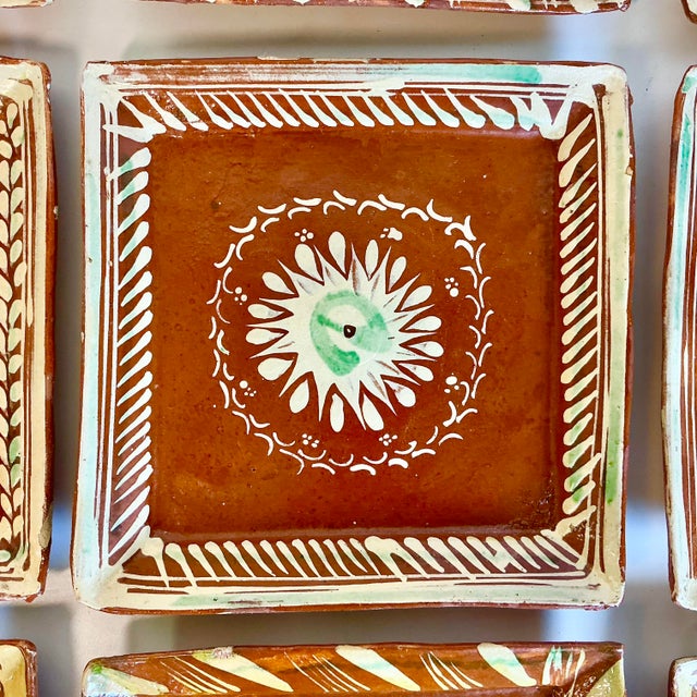 1950s Vintage Mexican Southwestern Folk Art Tlaquepaque Pottery Plates - Set of 9 For Sale - Image 13 of 14