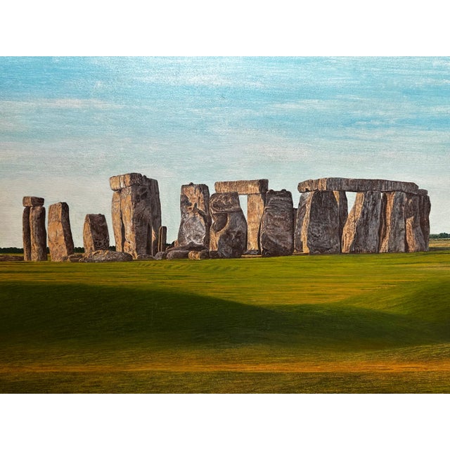 1 Fine Oil Painting Wiltshire Landscape View Prehistoric Stonehenge In Summer After Jasper Francis Cropsey. “Title...