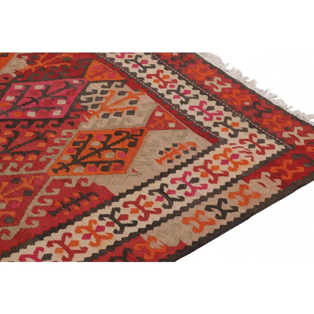1950s Vintage Tribal Kilim Rug in Red With Colorful Geometric Patterns by Rug & Kilim For Sale - Image 5 of 8