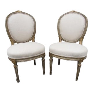 Pair of 18th Century Painted French Slipper Chairs For Sale
