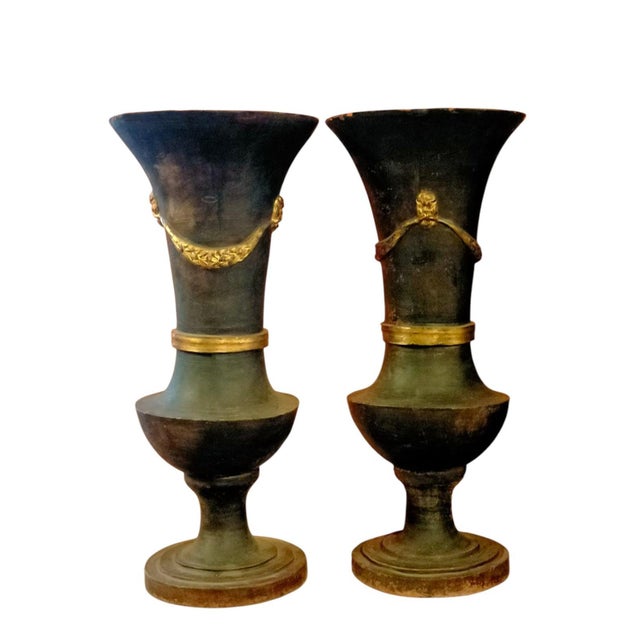 Ceramic Neoclassical Tuscan Vases, Set of 2 For Sale - Image 7 of 7