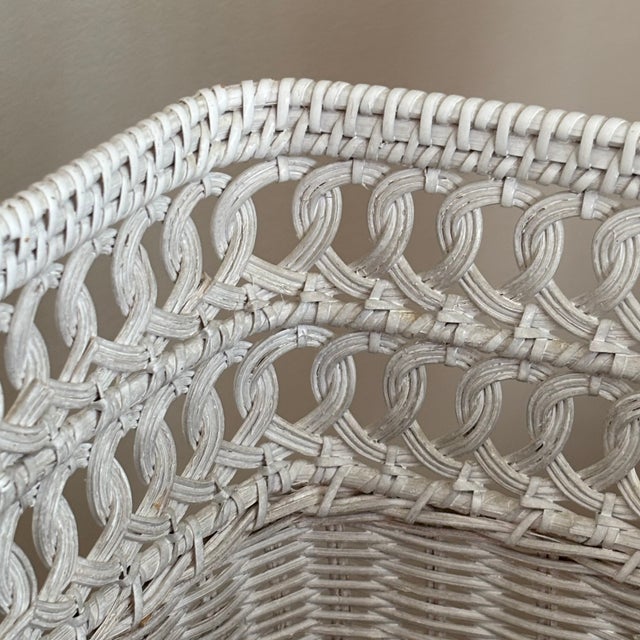 Mid-20th Century Rectangular Boho Wicker Wastepaper Basket For Sale - Image 4 of 18