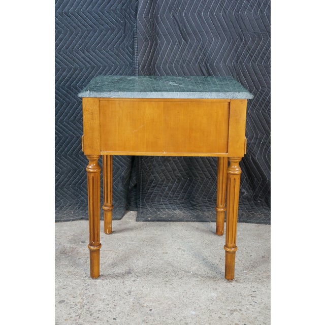 Vintage Century Furniture Louis XVI Neoclassical Style Maple Green Marble Side Table 25" For Sale - Image 14 of 18