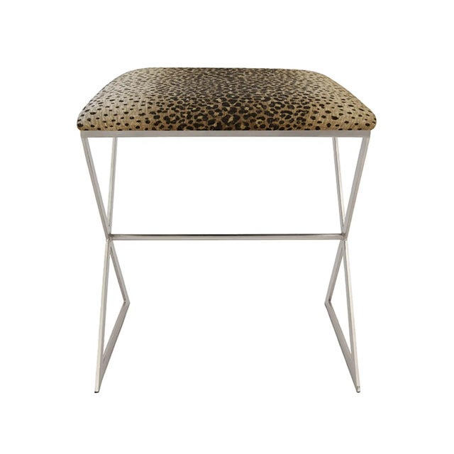 X marks the spot for style! The X Side stool, with its polished nickel frame and cushion in luxe cheetah print upholstery...